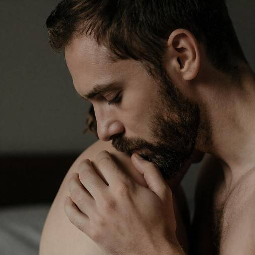 Moody Intimate Shoulder Kiss Photograph