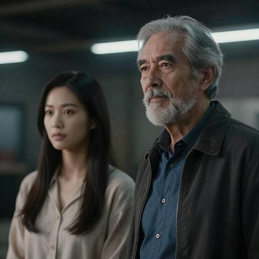 Dimly Lit Industrial Portrait of Duo