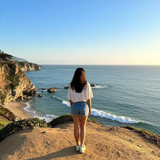 Serene Coastal View with Woman