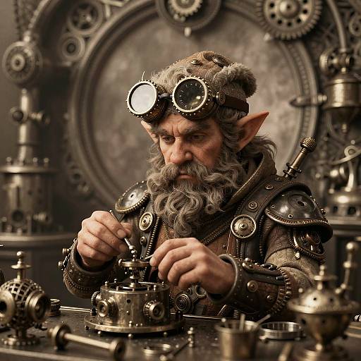 Steampunk Dwarf Woman Inventor