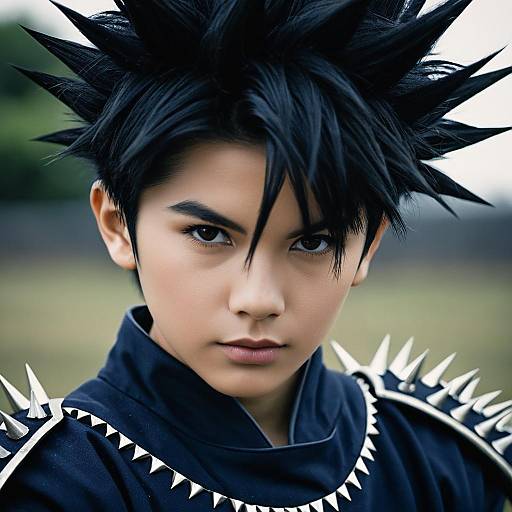 Boy in Spiked Hair and Black Gohan Costume