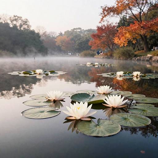 Tranquil Water Lily Pond at Dawn