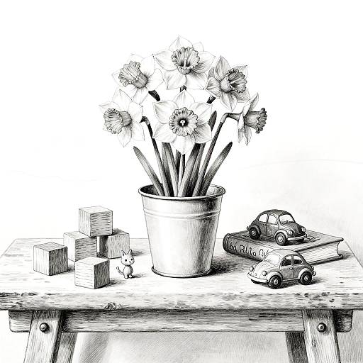 Whimsical Black-and-White Playroom Still Life
