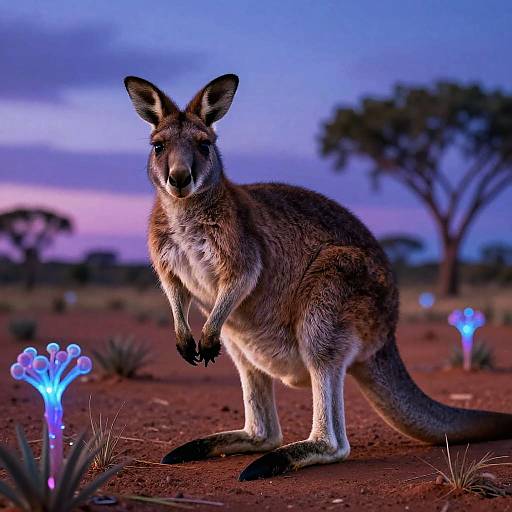 Whimsical Wallaby in Mystical Outback
