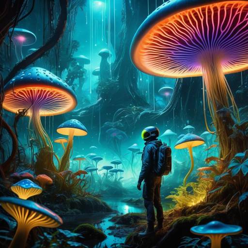 Mystical Alien Botanist in Surreal Jungle Mystical Alien Botanist in Surreal Jungle