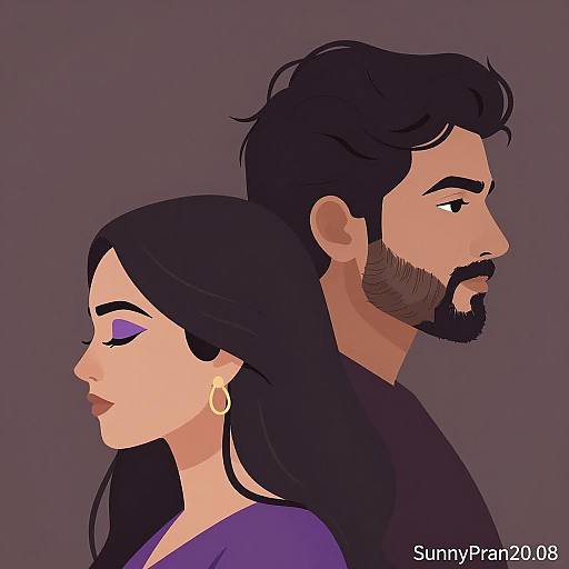Elegant Profile Illustration of a Couple