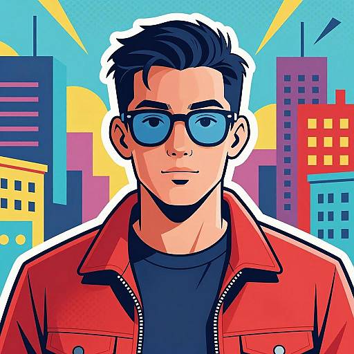 Vibrant Urban Illustration with Bold Colors