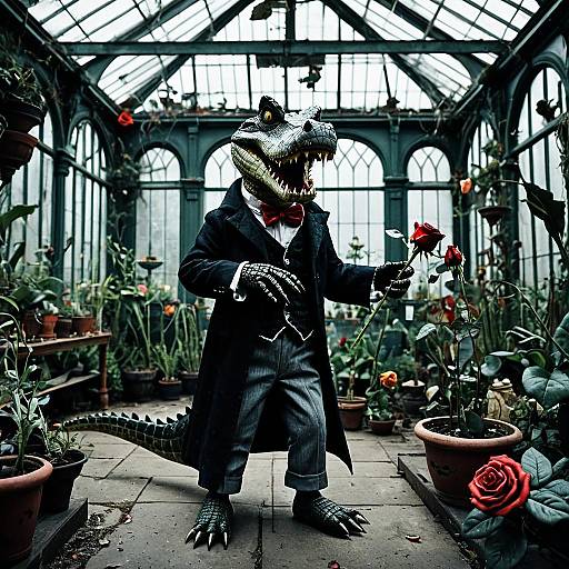 Crocodile Vampire in Victorian Greenhouse