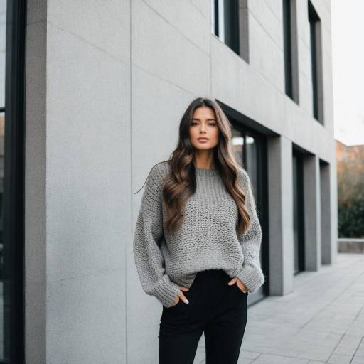 Young Woman in Grey Sweater Standing Outdoors