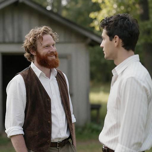 Two Men in Sunlit Outdoor Scene