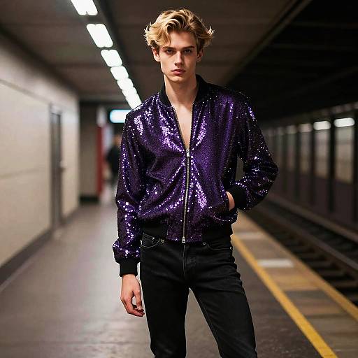 Glamorous Metallic Sequin Fashion Portrait