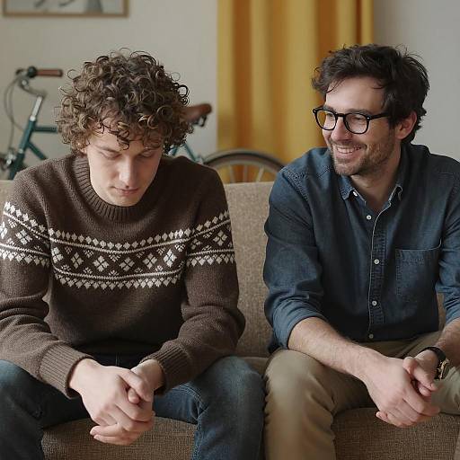 Two Friends Relaxing on a Couch