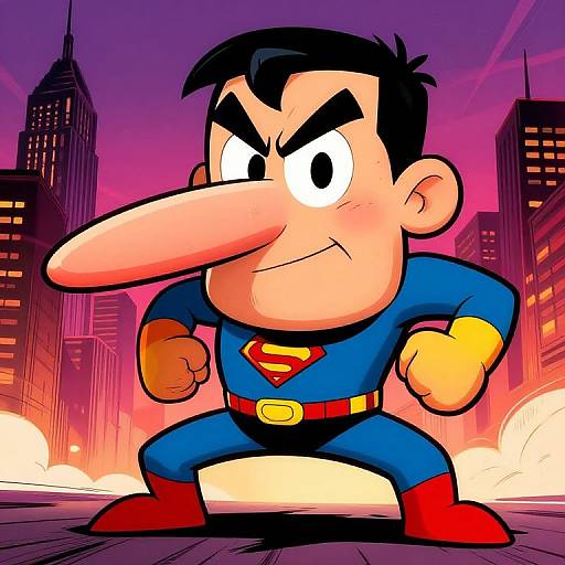 Bold Crooked Nose Cartoon Superhero