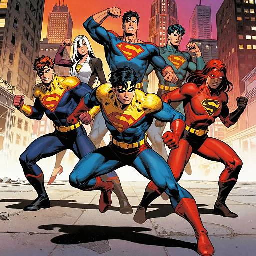 Dynamic Superhero Team in Action