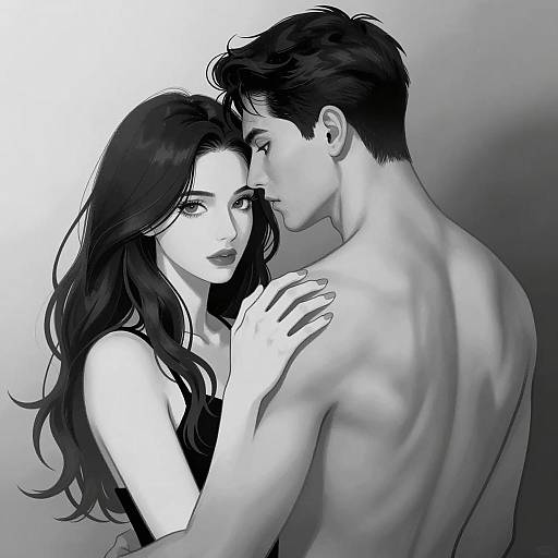 Monochrome Intimate Couple Embrace