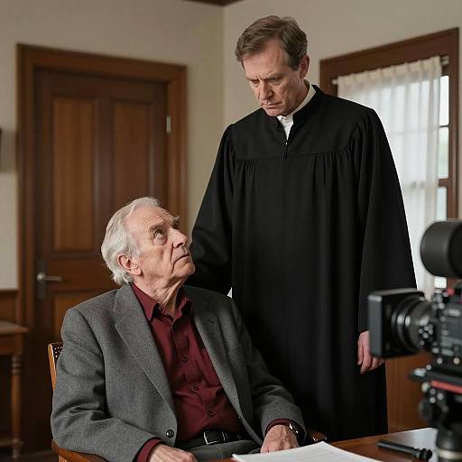 Judge and Elderly Man in Courtroom