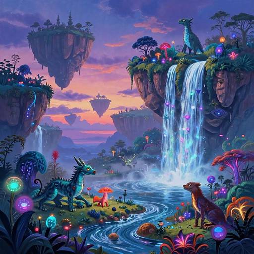 Surreal Floating Islands Fantasy Landscape