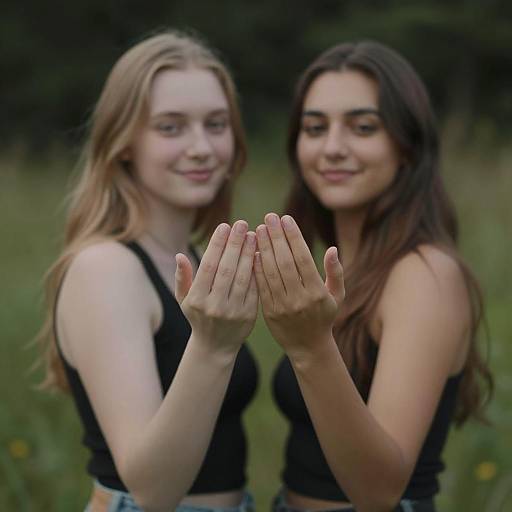 Blurry Women in Dark Grassy Setting