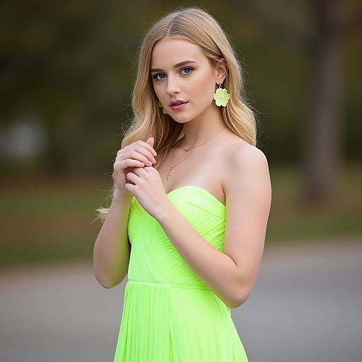 Neon Prom Dress Blonde Girl