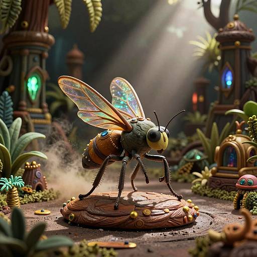 Bioengineered Insect Queen in Lush Jungle