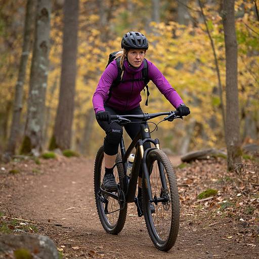 Woman Mountain Biking in Autumn
