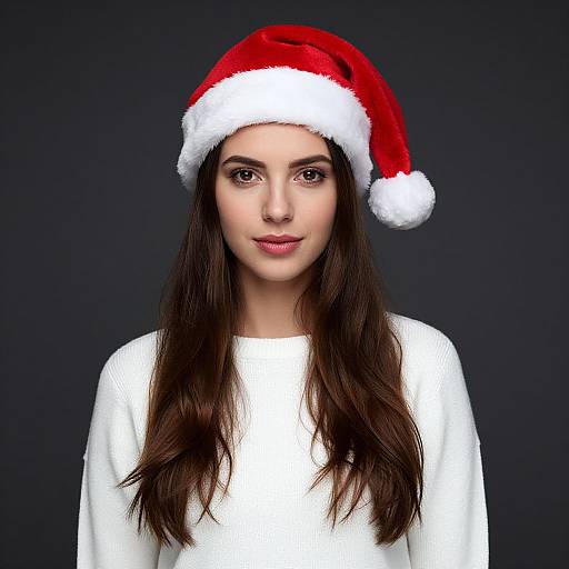 Woman in Santa Hat and Sweater