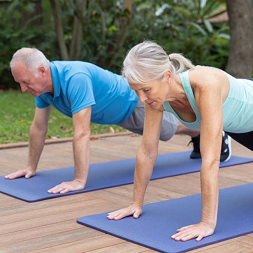 Elderly Couple Doing Plank Exercise