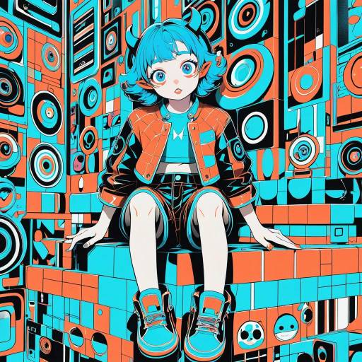 Youthful Character in Neon Pop Art