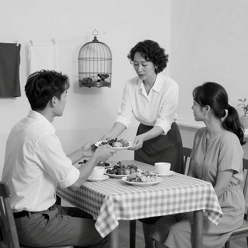 Vintage Domestic Scene in Black-and-White
