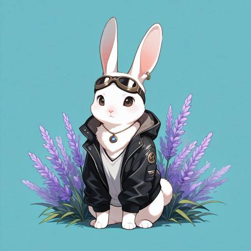 Stylish Rabbit with Oceanic Background Stylish Rabbit with Oceanic Background