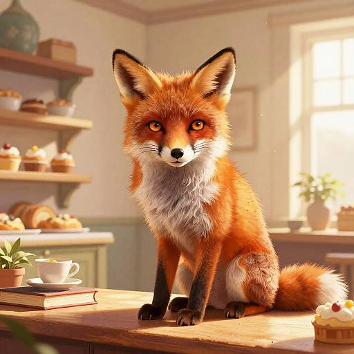 Red Fox Pastry Chef in Cozy Bakery