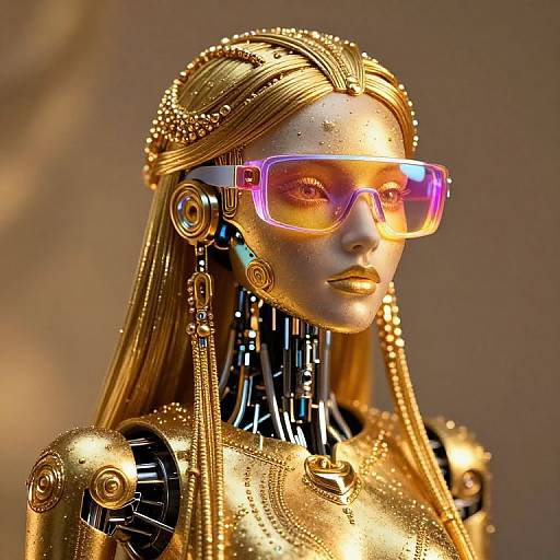 Afropunk Golden Humanoid Robot CGI