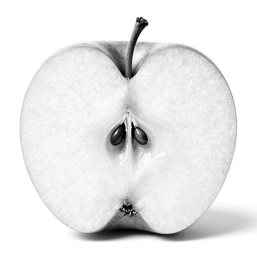 Monochrome Apple Half with Seeds