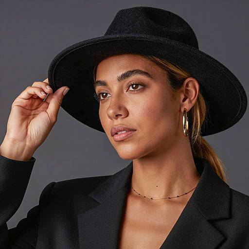 Woman in Black Wide-Brimmed Hat and Blazer