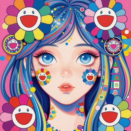 Vibrant Abstract Portrait with Patterns