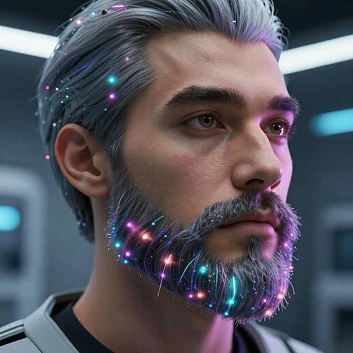 AI Programmable Beard with Neon Lights