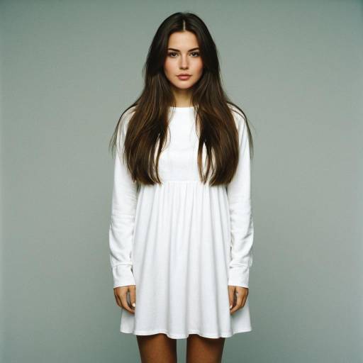 Young Woman in White Long Sleeve Shirt Dress