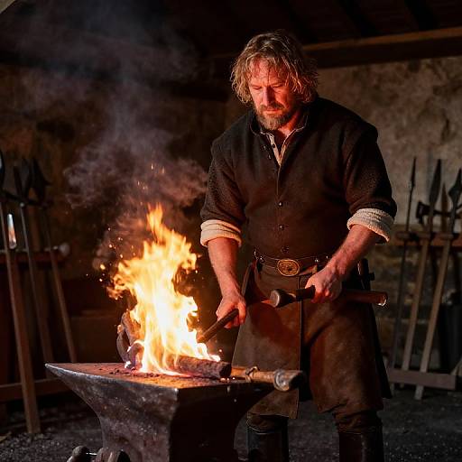 Ancient Irish Blacksmith in Forge