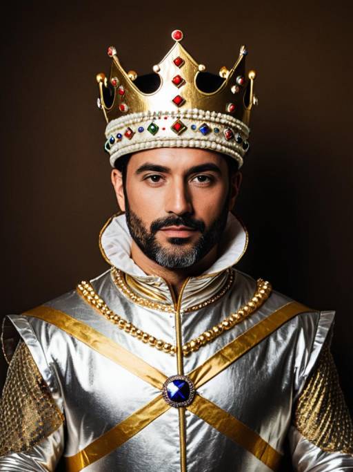 Man in Royal Costume with Crown