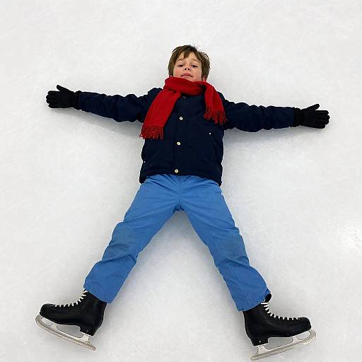 Young Boy Ice Skating on Rink