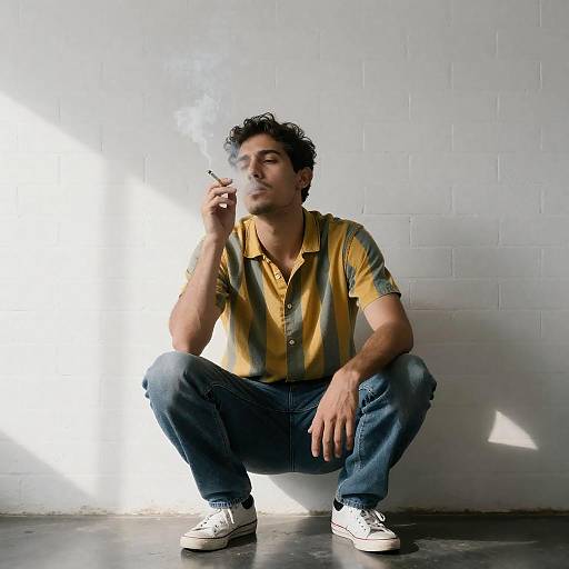 Candid Portrait of a Stylish Smoker