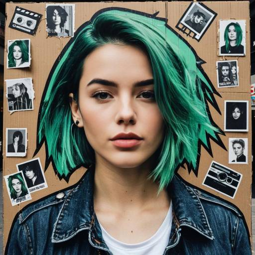 Young Woman with Green Hair Collage Portrait
