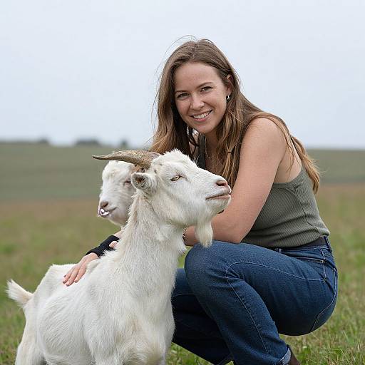 Woman Posing with Goat