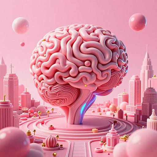 Surreal Pink Candy Cityscape