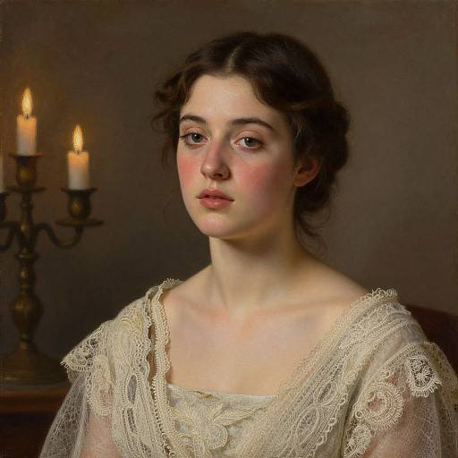 Portrait of Woman in Vintage Lace Dress