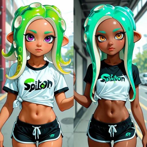Stylized Octopus-Hair Girls in Urban Setting