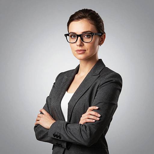Confident Businesswoman in Blazer and Glasses