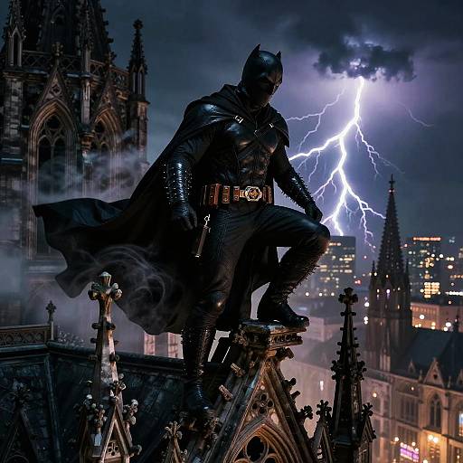 Epic Dark Vigilante on Gothic Spire