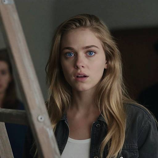 Surprised Woman with Dark Background