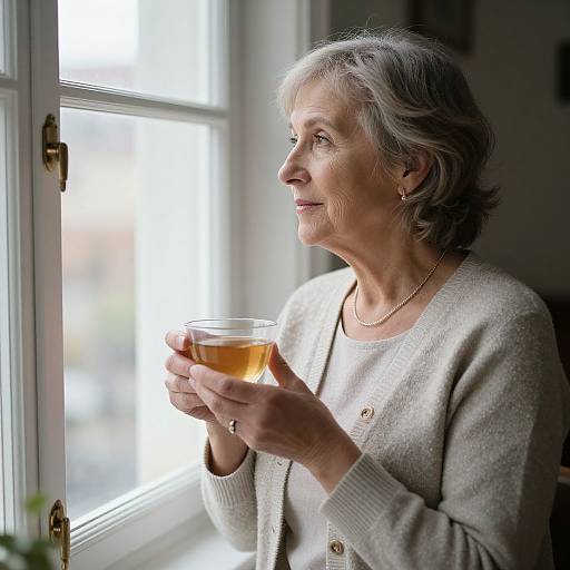 Older Woman Gazing with Tea Cup